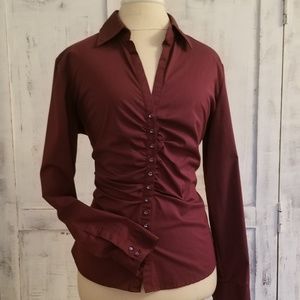 Burgandy Sparkle Button top